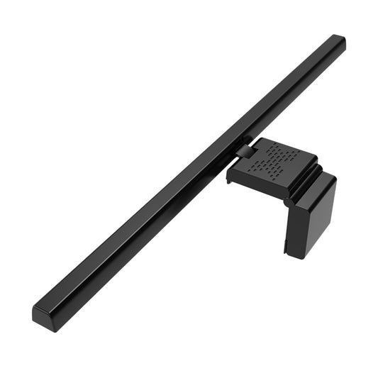 LuxiDesk Clip Pro Noir — Vue de face sur écran PC, barre lumineuse 50cm finition aluminium brossé