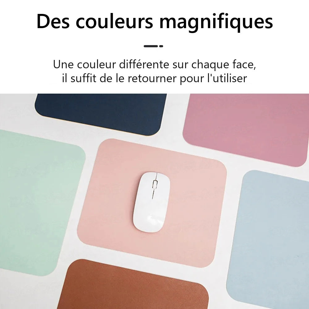 Tapis de souris en cuir PU – une couleur différente sur chaque face