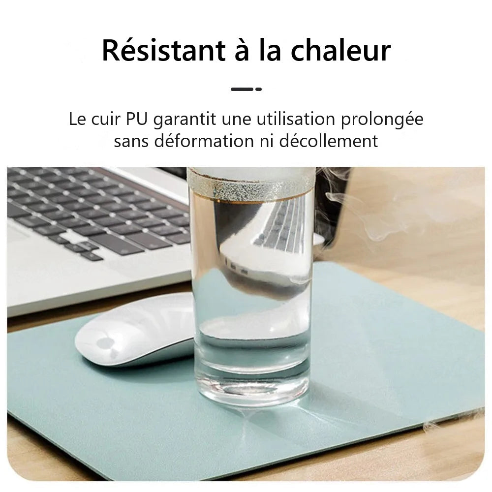 Tapis de souris en cuir PU résistant à la chaleur
